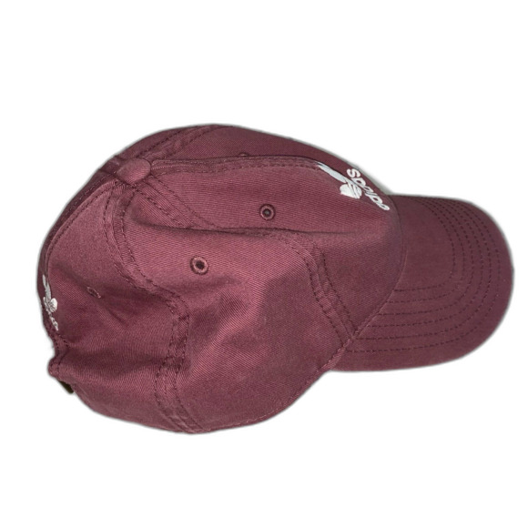Adidas Cap Hat Women’s Adjustable Strap Burgandy Trefoil 3 Stripe Logo - Picture 2 of 8